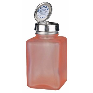 PURE-TOUCH\, SS\, SQUARE\, GLASS FROSTED\, PINK\, 4 OZ